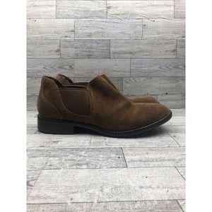 Clarks Leather Slip On Booties Edenvale Page Tan Suede Womens Size 8.5 M